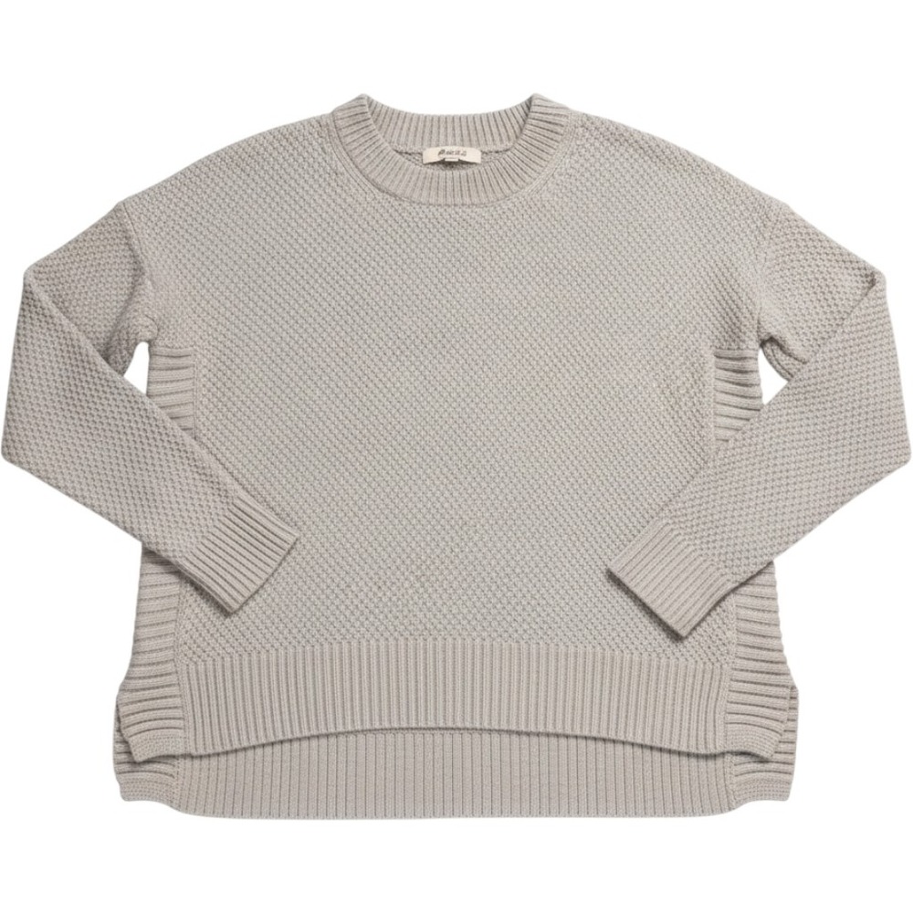 Madewell Gray Textured Crewneck Sweater XXS Cotton Blend High Low Hem